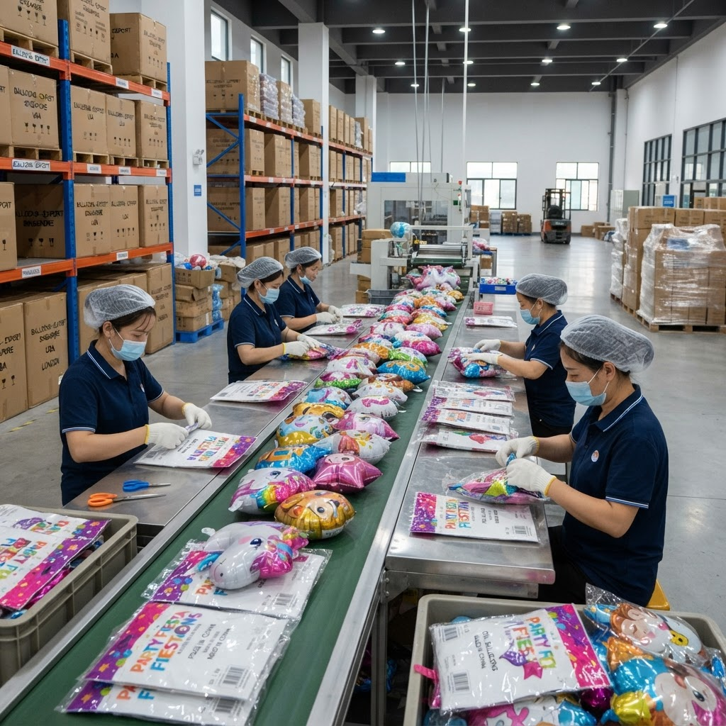 Balloon packaging and export warehouse